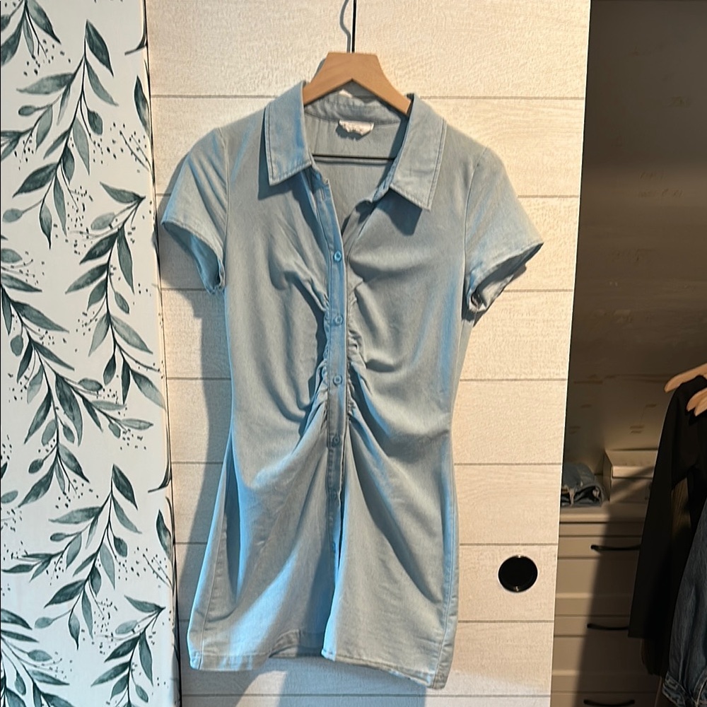 Sage Blue collared Mini Dress small